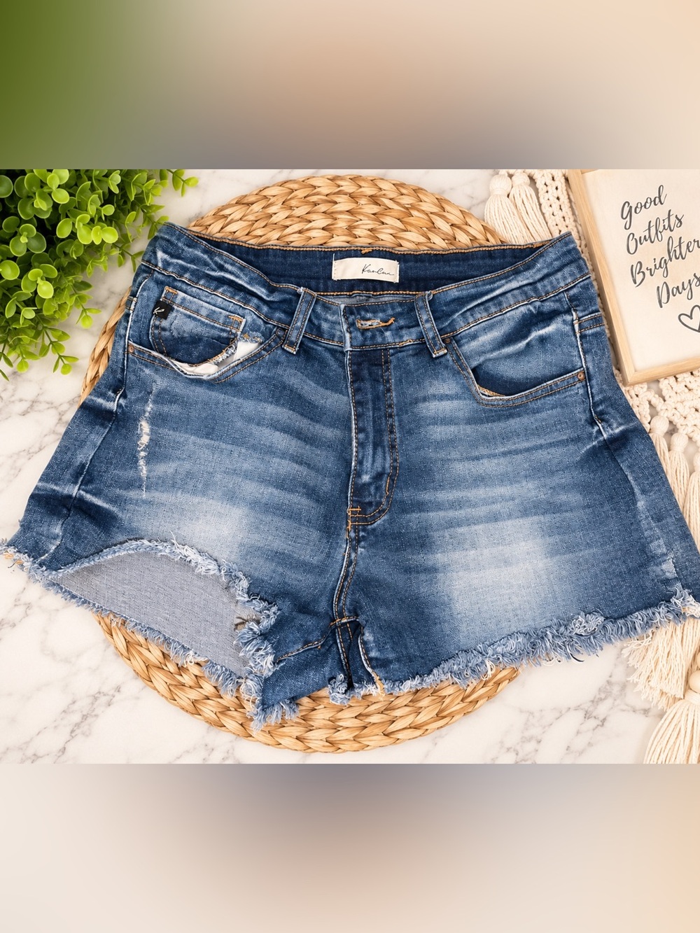 KanCan Denim Cutoff Shorts Size 31 | Distressed Frayed Hem High Rise